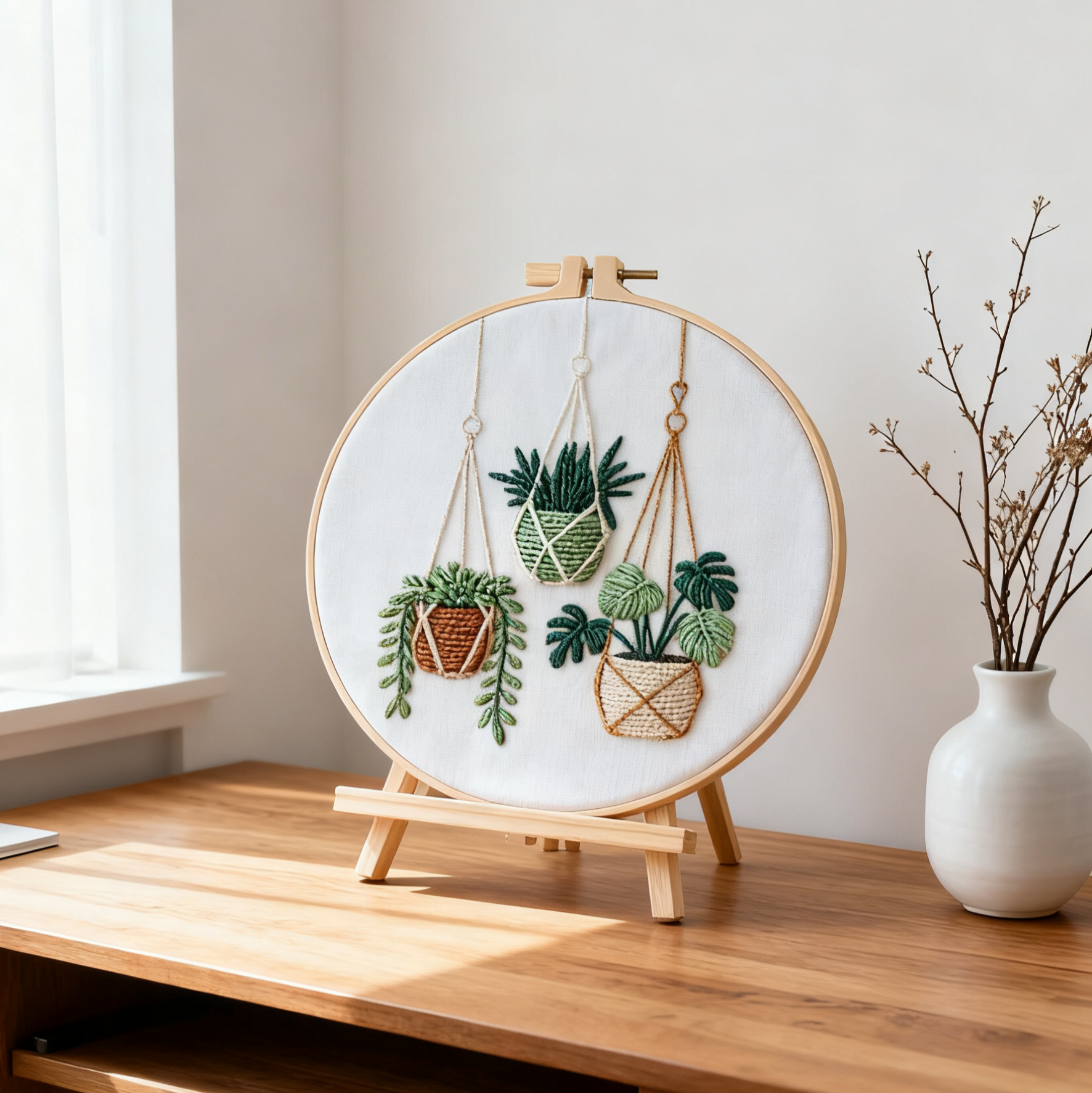 Hanging Greens – Borduurset met hangplanten in boho stijl