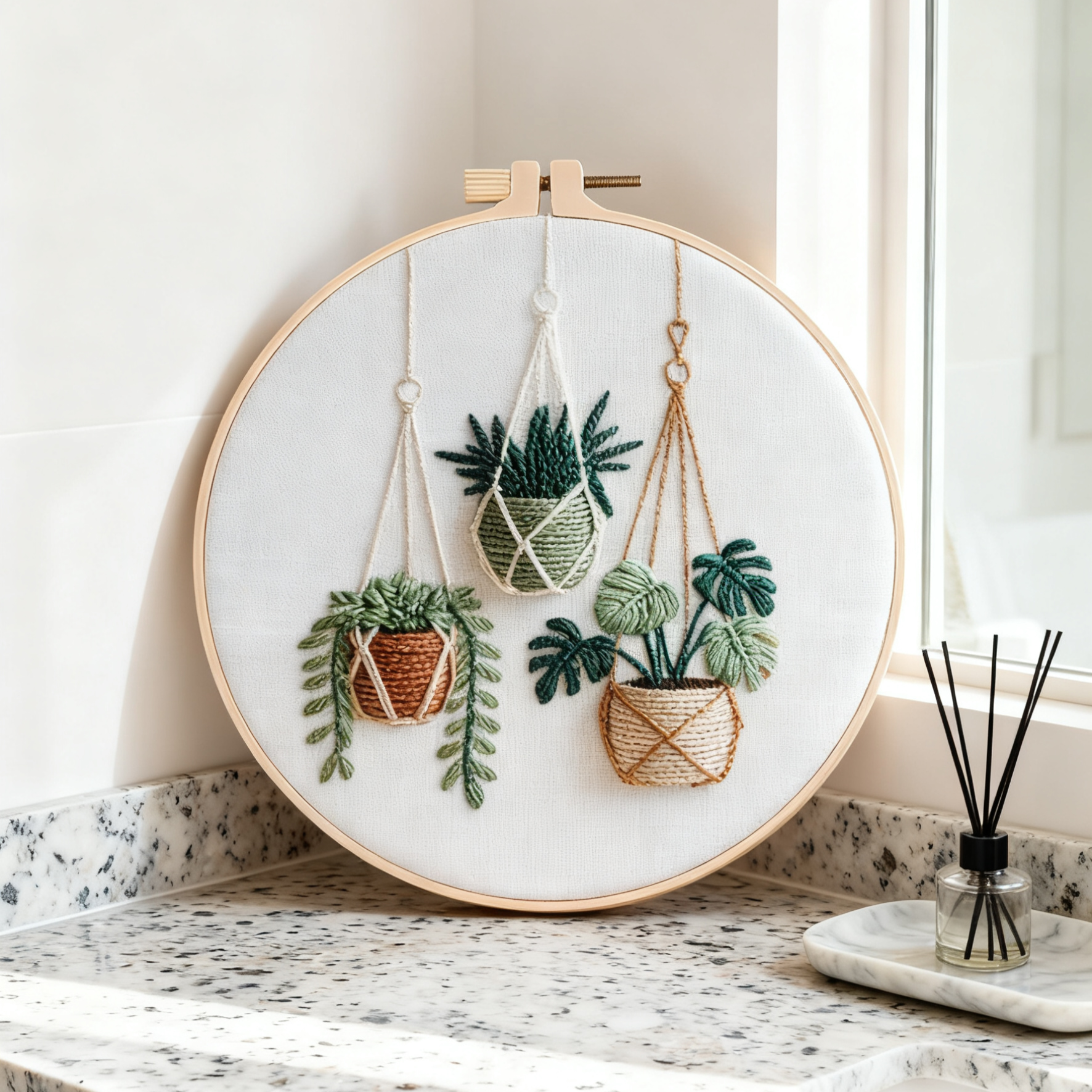 Hanging Greens – Borduurset met hangplanten in boho stijl
