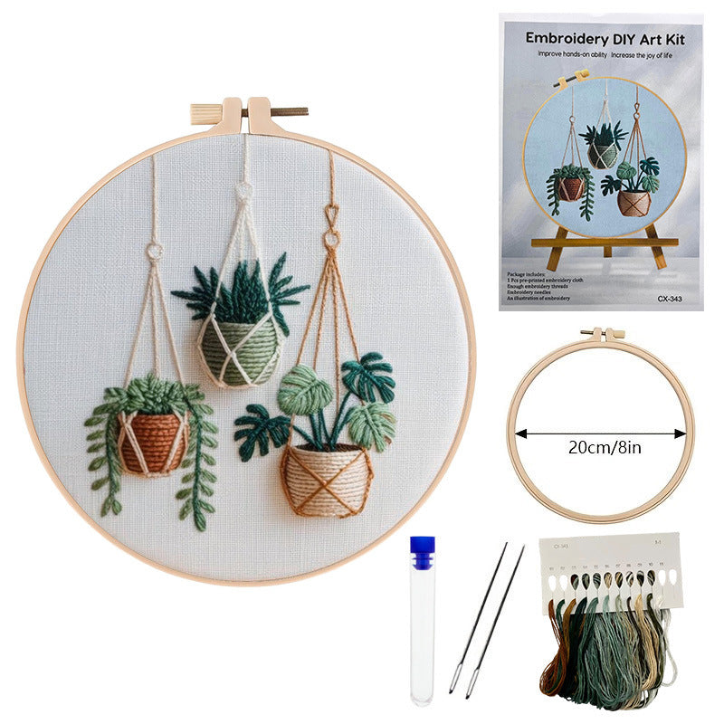 Hanging Greens – Borduurset met hangplanten in boho stijl