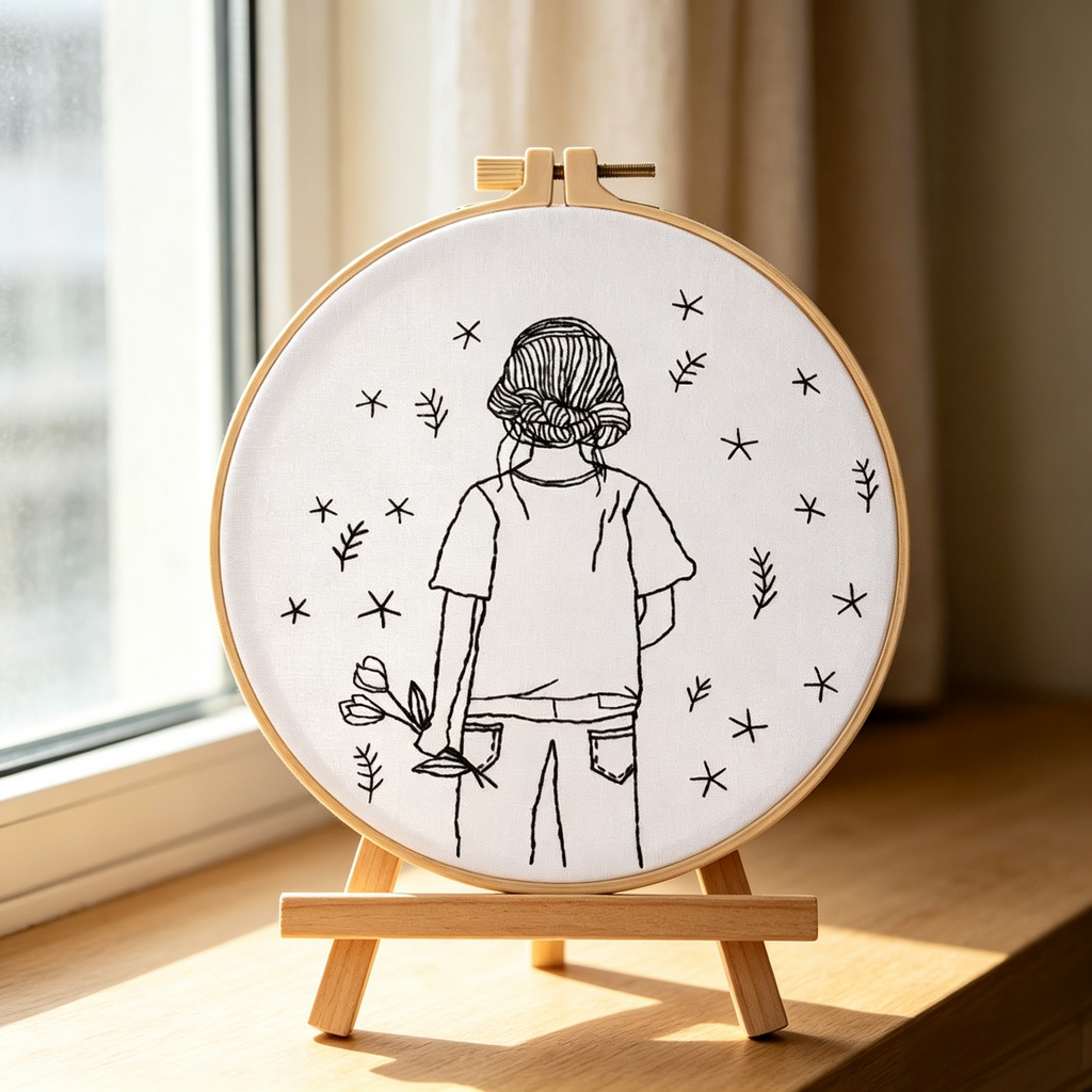 Stargazer – Borduurset met silhouet en sterrenhemel