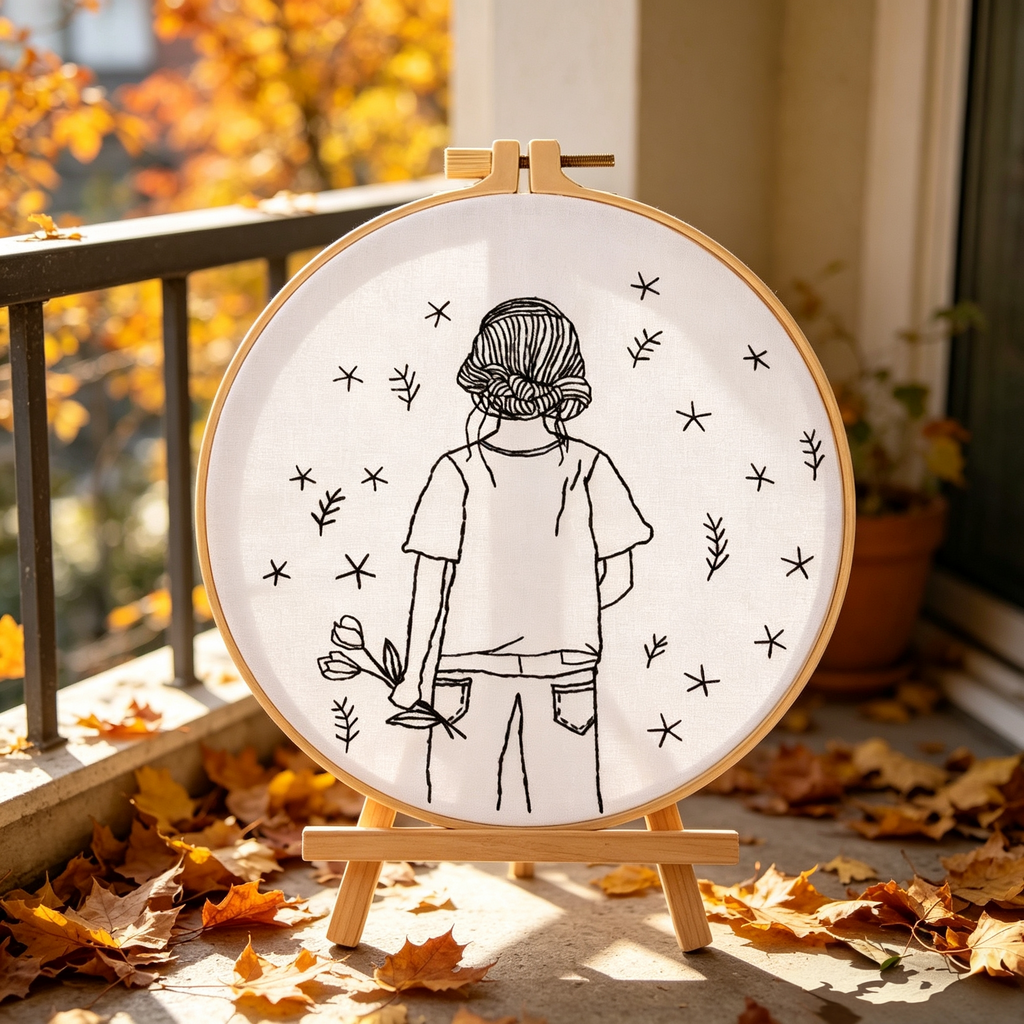Stargazer – Borduurset met silhouet en sterrenhemel
