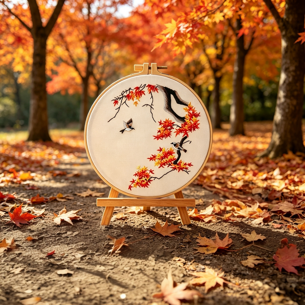 Whispering Branch – Borduurset met vogel en bloesemtakken