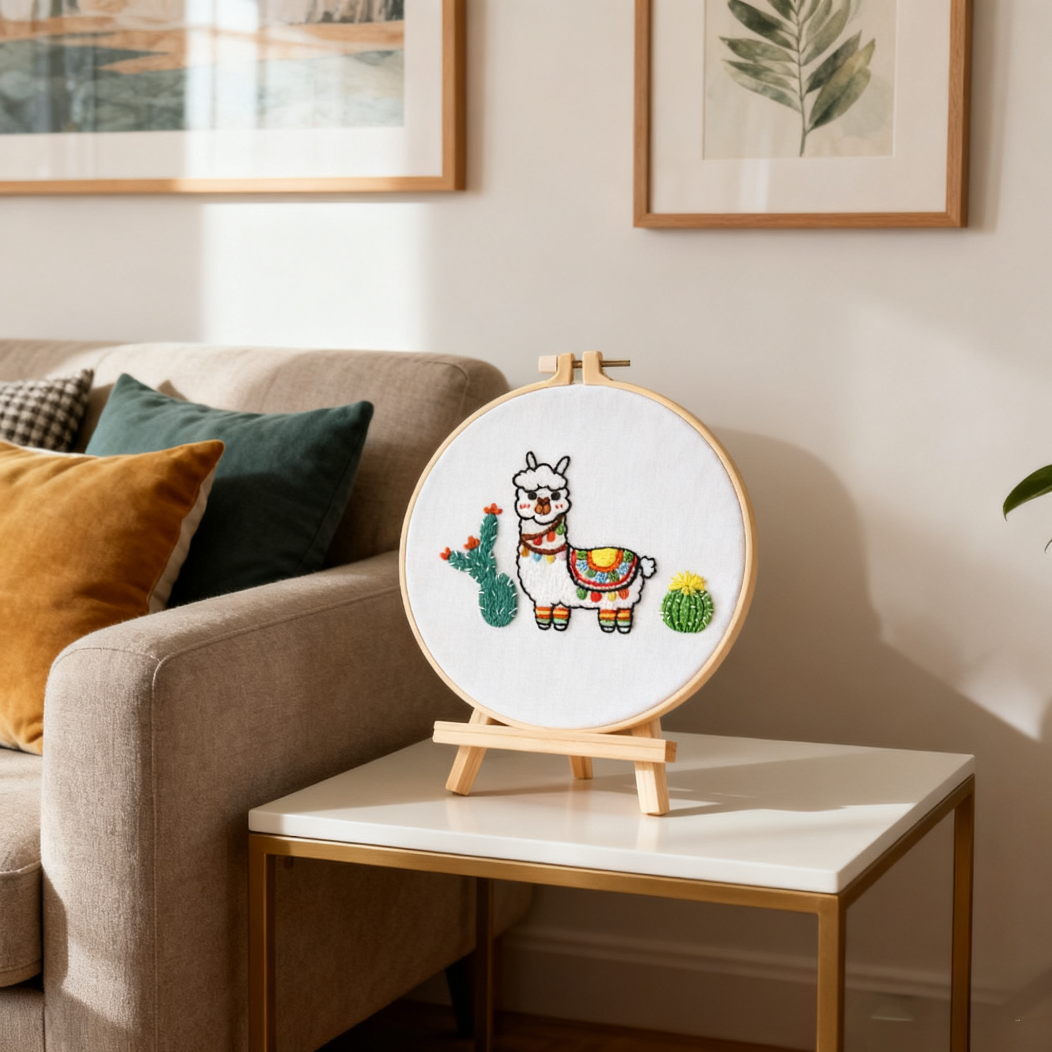 Sunny Llama – Borduurset met vrolijke lama en woestijnbloemen