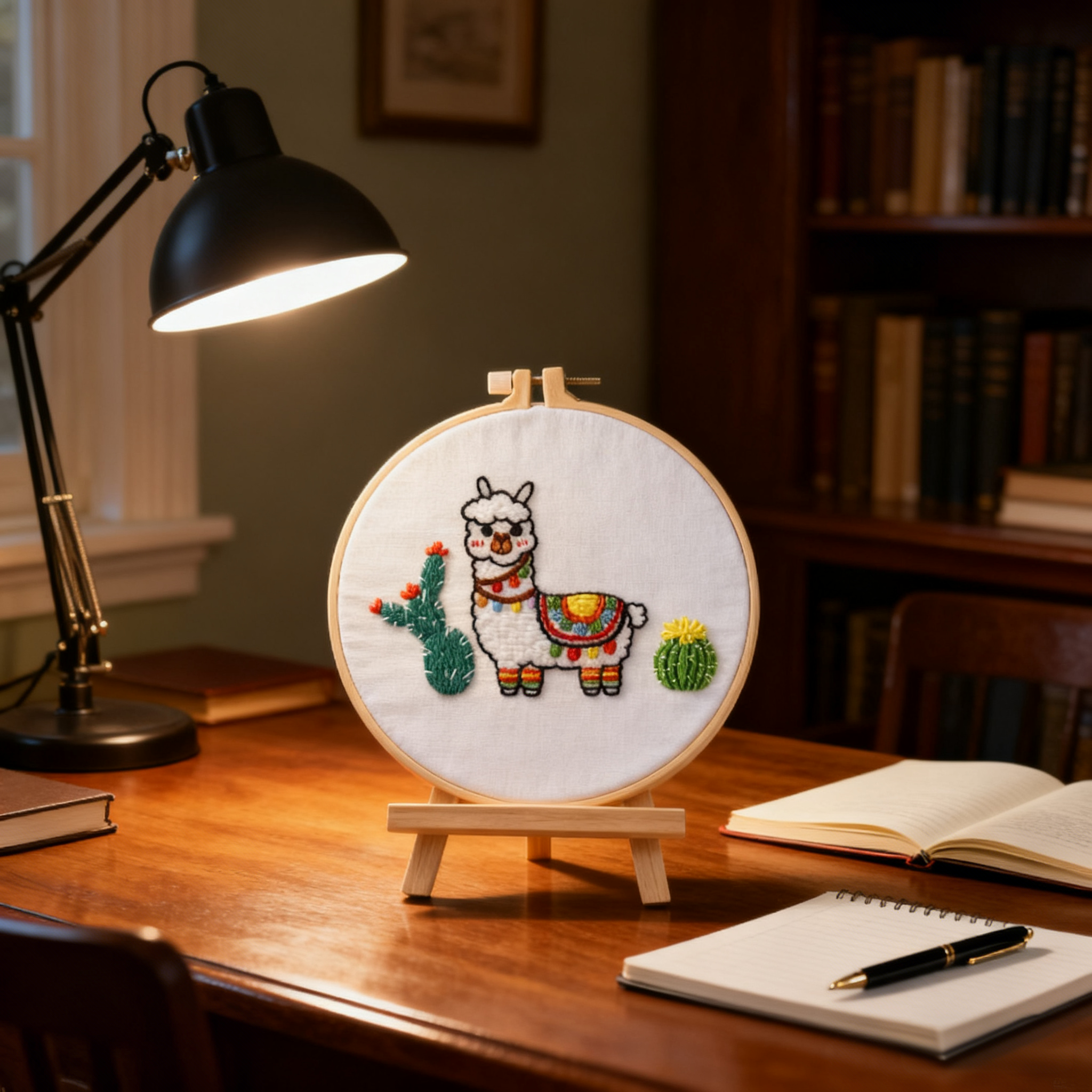 Sunny Llama – Borduurset met vrolijke lama en woestijnbloemen