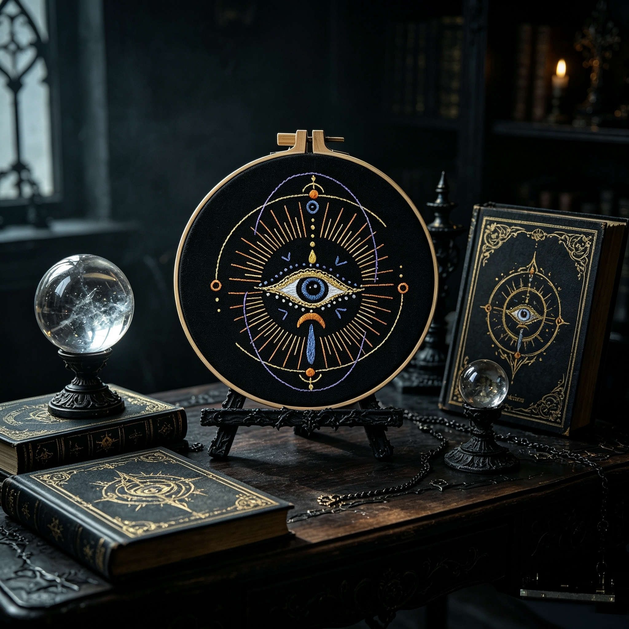 Sacred Eye – Borduurset met mystiek oog en gouden details