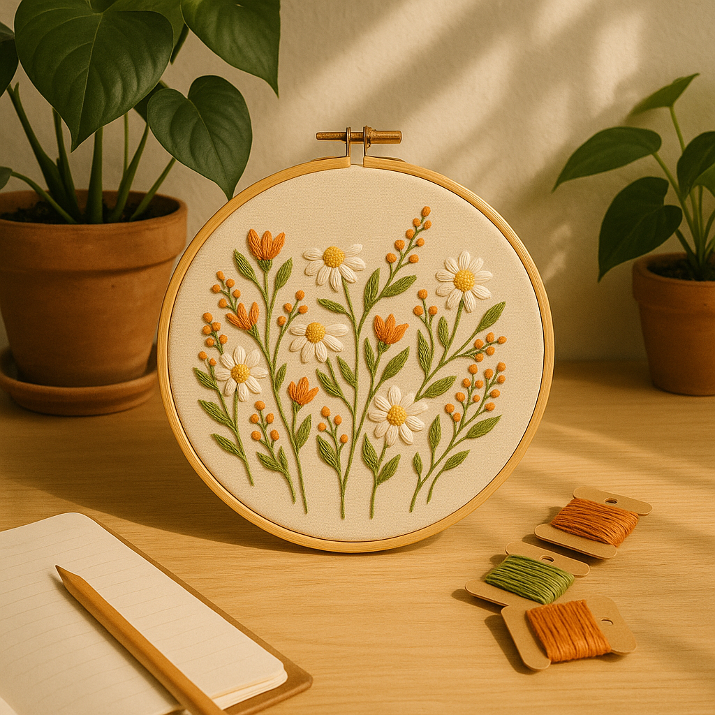 Wildflower Morning - Borduurset met margrietjes en oranjebloemen