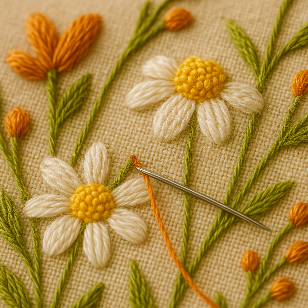 Wildflower Morning - Borduurset met margrietjes en oranjebloemen