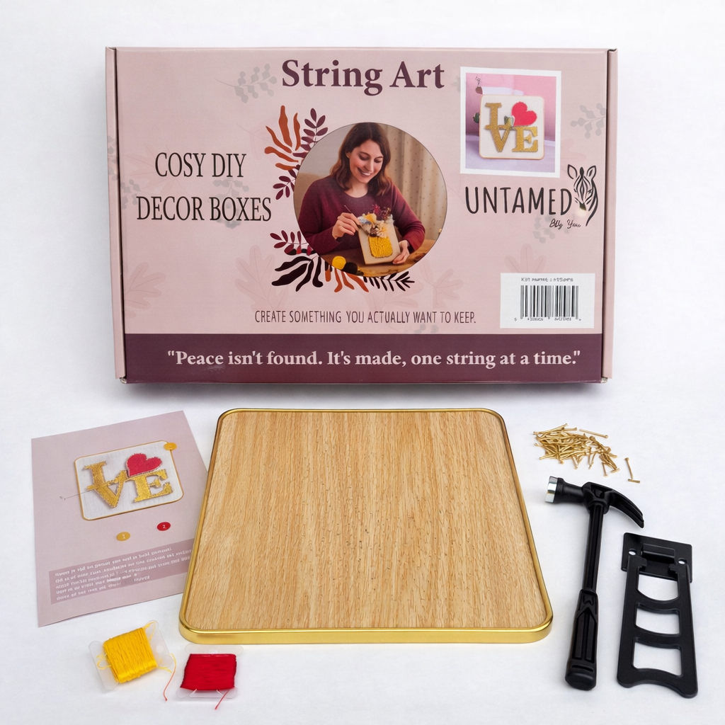 Love Letters – String Art Set met warm geel en rood hart