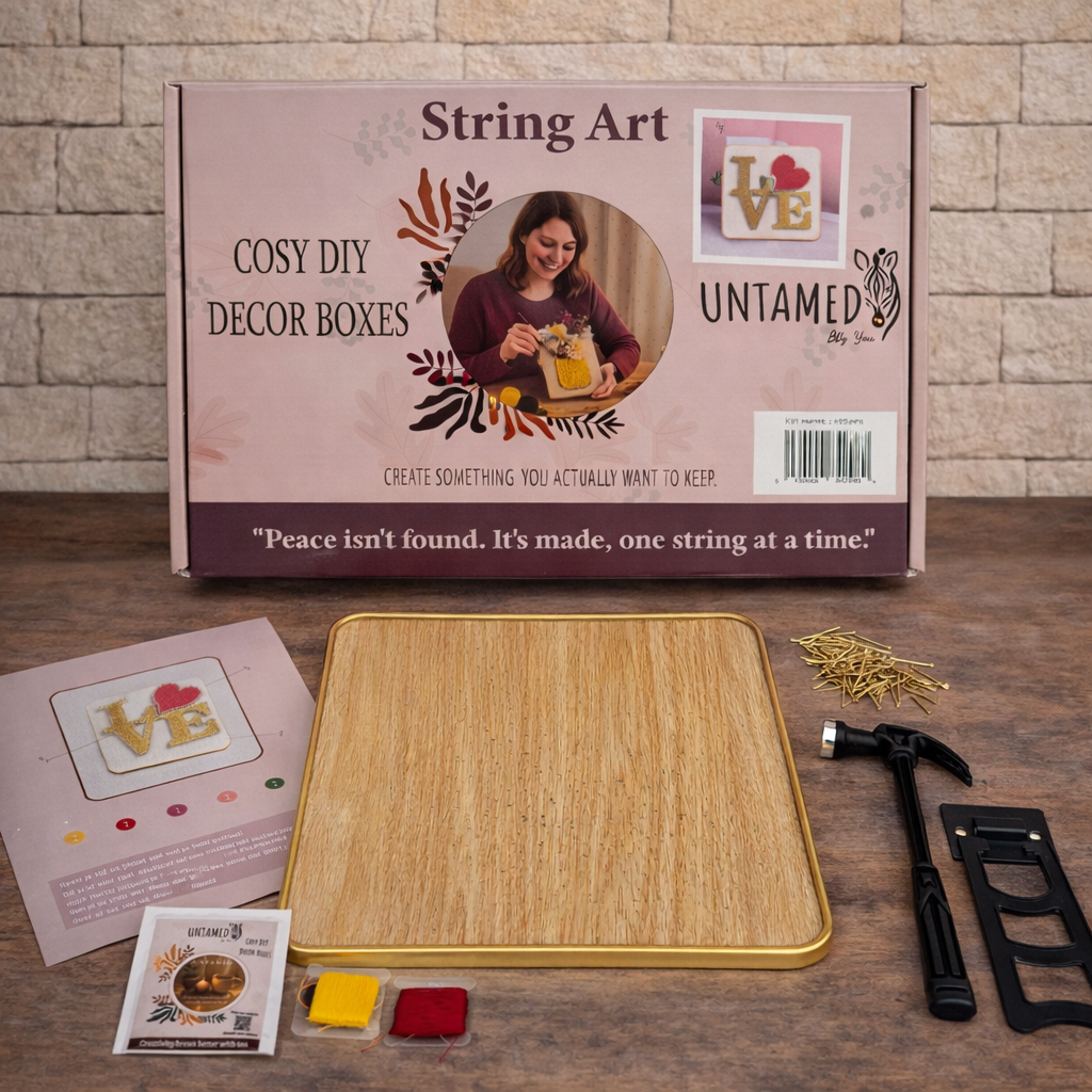 Love Letters – String Art Set met warm geel en rood hart