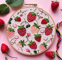 Strawberry Fields – Embroidery kit with summery strawberries