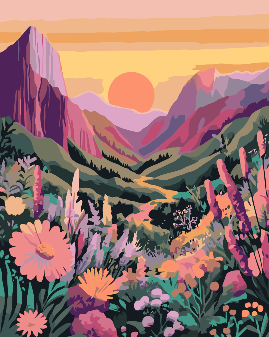 Paint By Numbers - Golden Path Between Hills