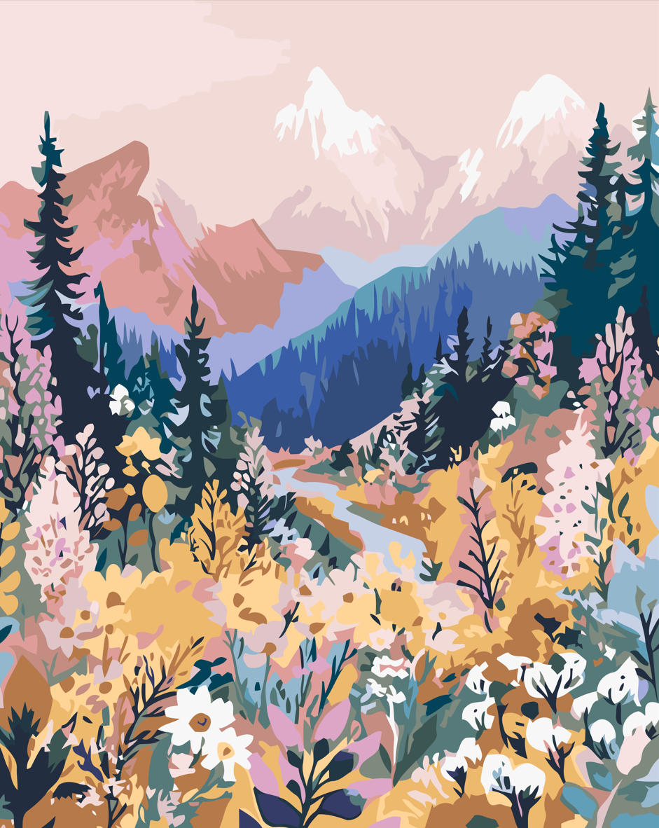 Paint By Numbers - Blush Mountain Meadow