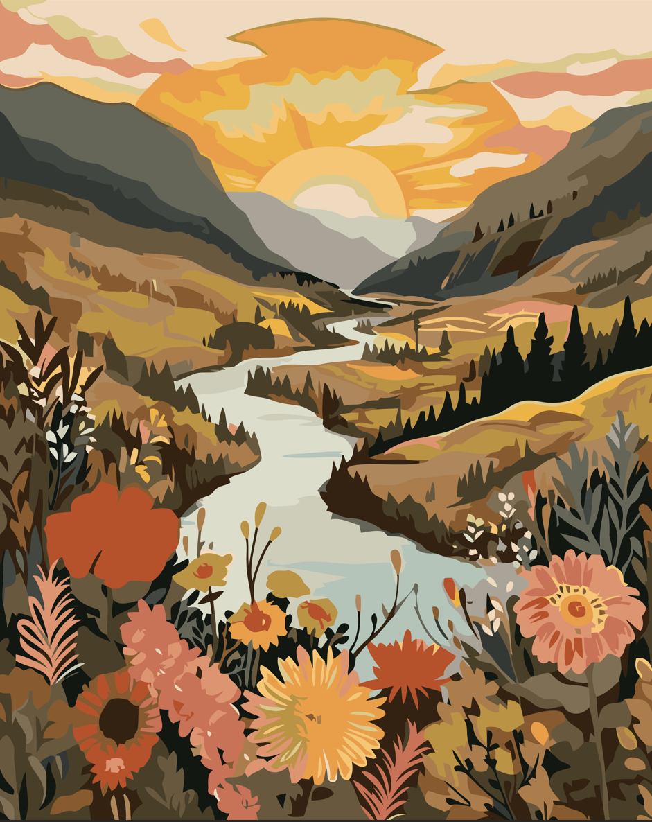 Paint By Numbers - River At Golden Hour