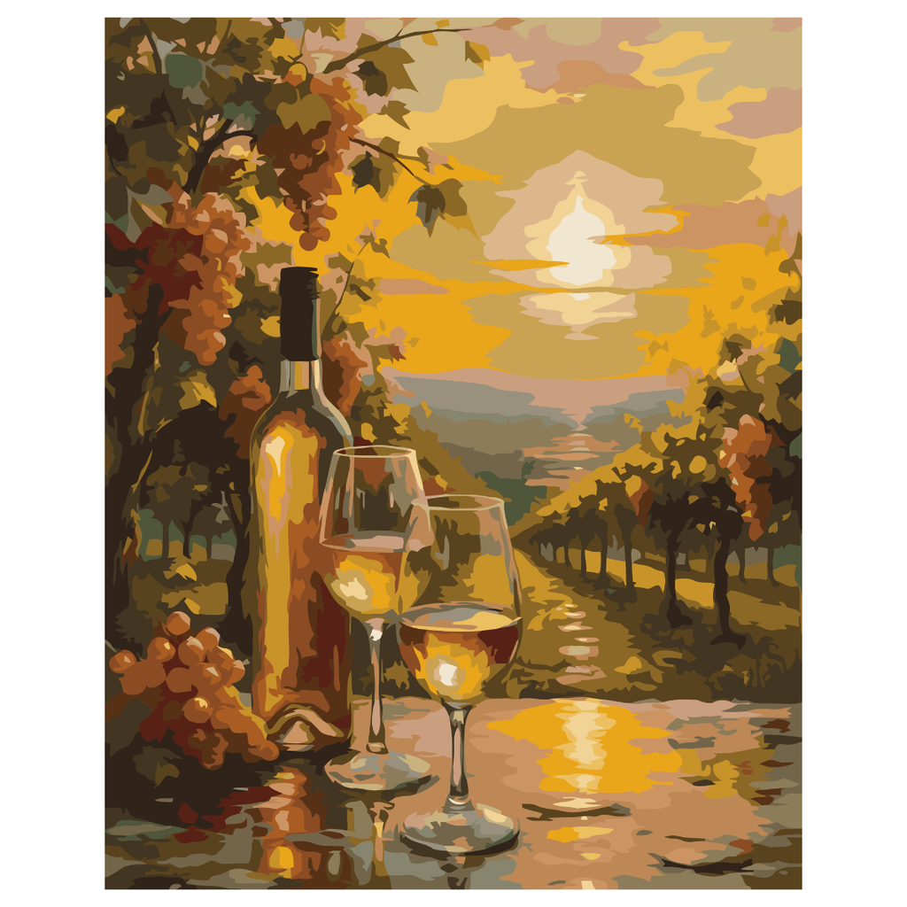 Peinture par numéros - Coucher de soleil dans le vignoble doré