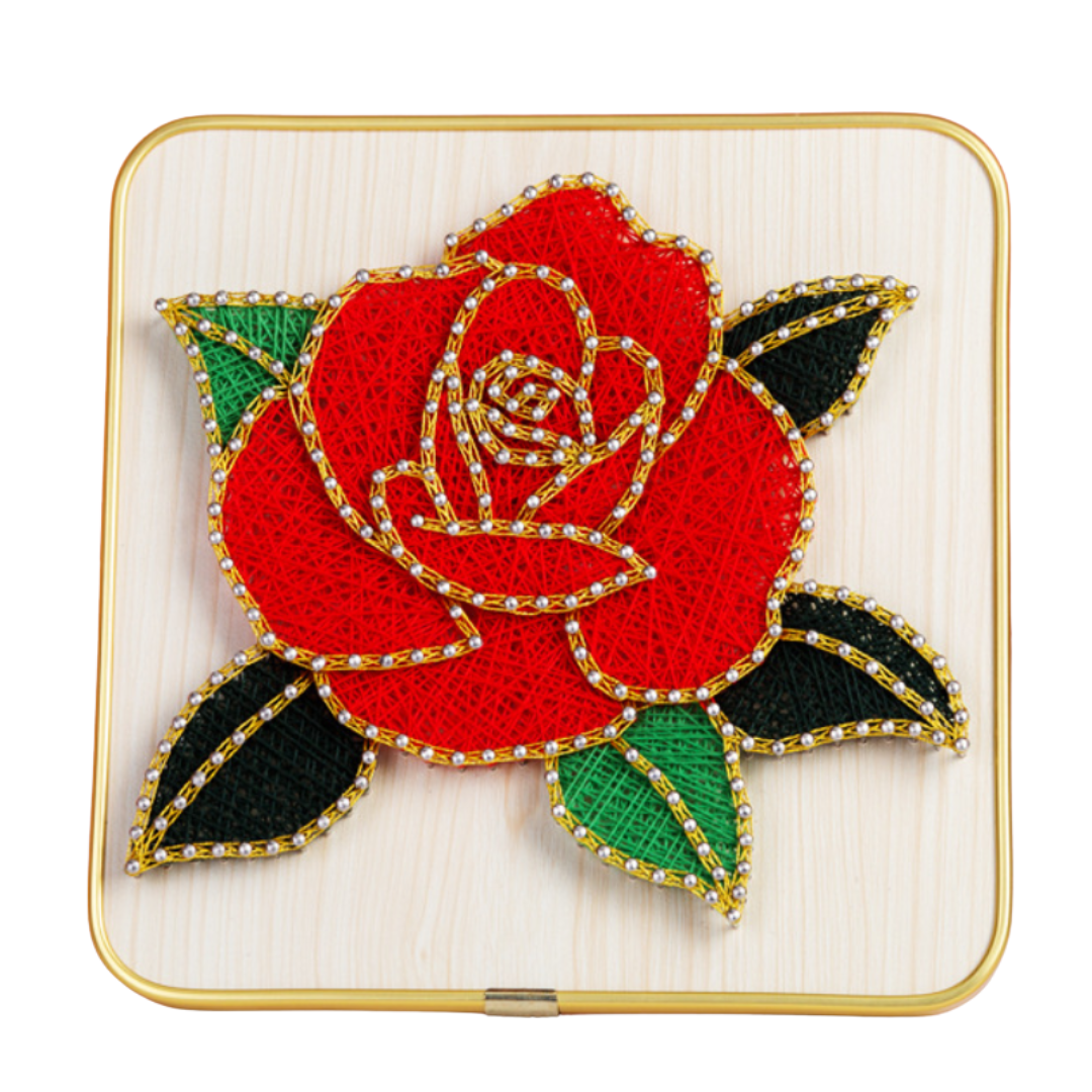 Radiant Rose - String Art Set with red rose