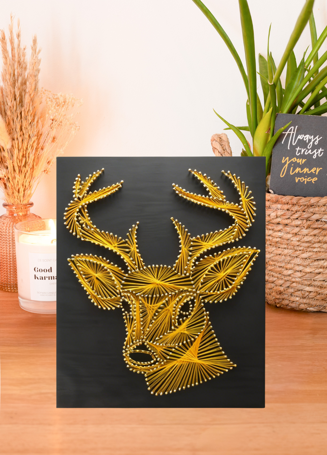 Golden Deer Portrait – String Art Set