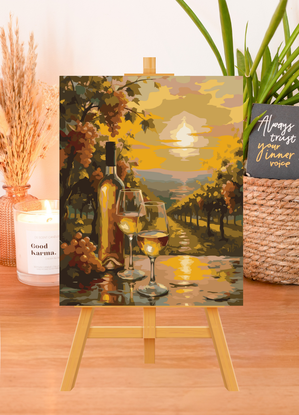 Peinture par numéros - Coucher de soleil dans le vignoble doré