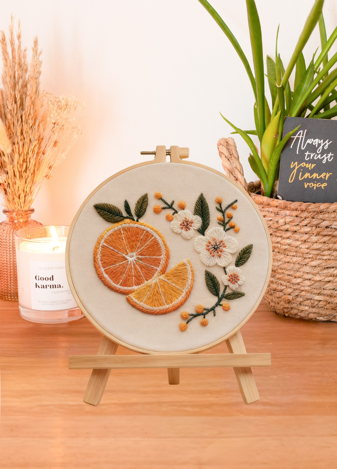 Citrus Bloom – Borduurset met sinaasappel en lenteachtige bloesems