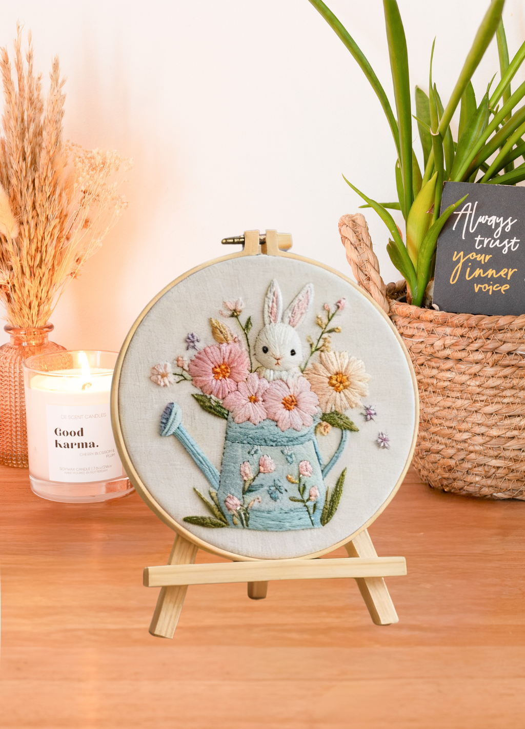 Bunny Bloom – Borduurset met gieter, bloemen en lief konijntje