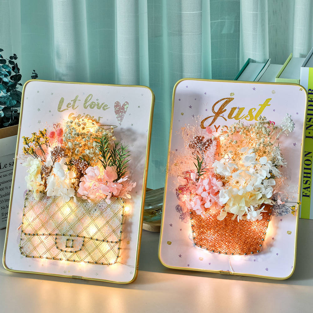 Glow Purse – String Art Set met lichtjes en zachte droogbloemen
