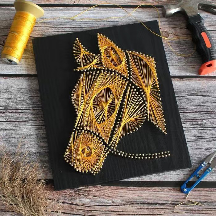 Golden Horse Silhouette – String Art Set