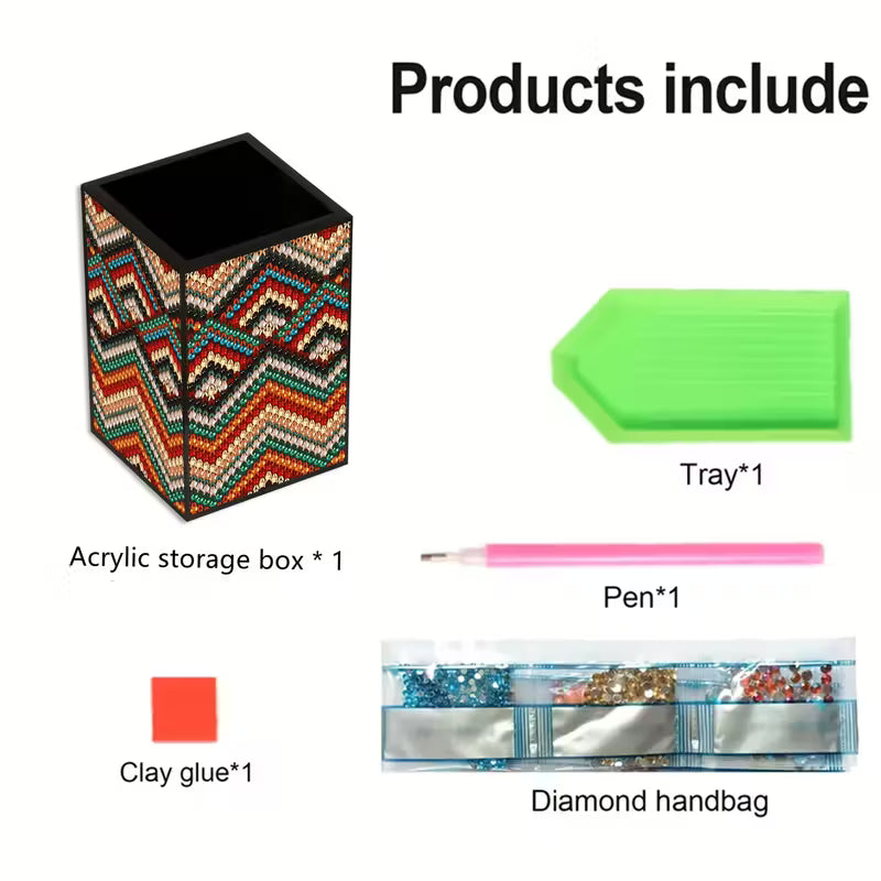 Diamond Pen Holder – Warm Chevron